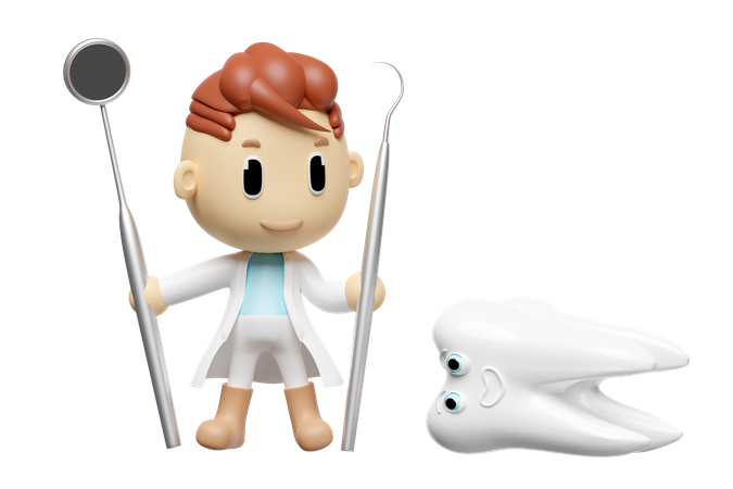 Dental examination of the dentist  3D Illustration