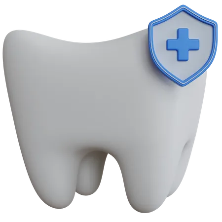 3 D Rendering White Tooth With Blue Shield Icon Isolated 3D Icon