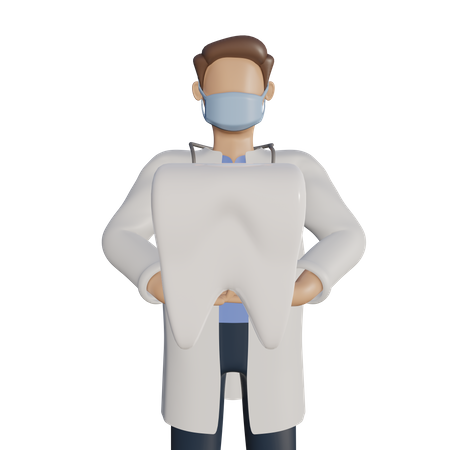 Dentist character holding teeth  3D Icon