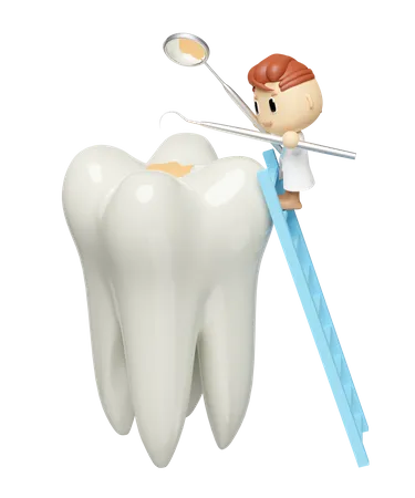 Dentist check for cavities  3D Illustration