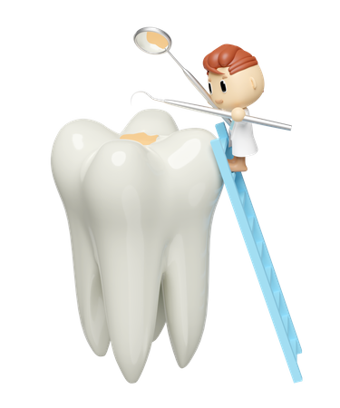Dentist check for cavities  3D Illustration