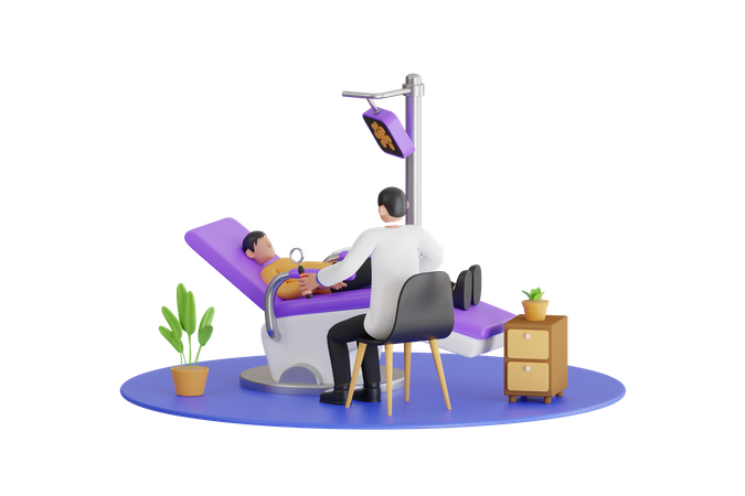 Dentist Checking Patient Teeth Sitting With Open Mouth  3D Icon