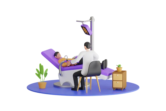 Dentist Checking Patient Teeth Sitting With Open Mouth  3D Icon