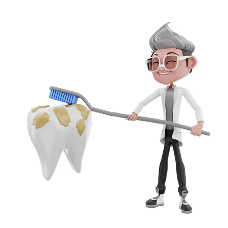 Dentist doctor brushing teeth  3D Illustration