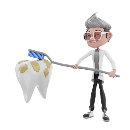 Dentist doctor brushing teeth  3D Illustration