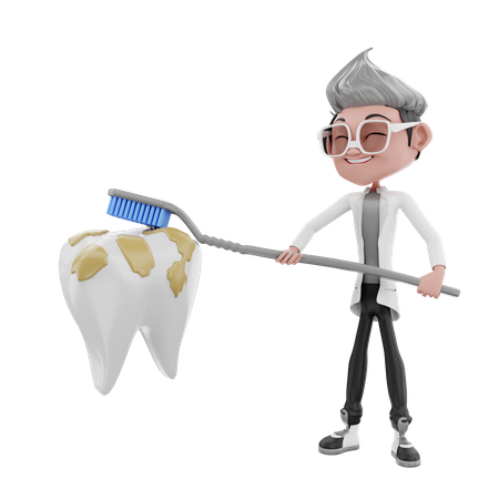 Dentist doctor brushing teeth 3D Illustration