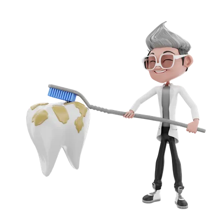 Dentist doctor brushing teeth 3D Illustration