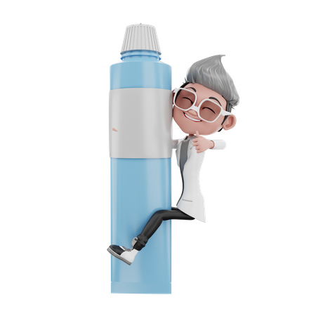 Dentist doctor hugging to toothpaste  3D Illustration