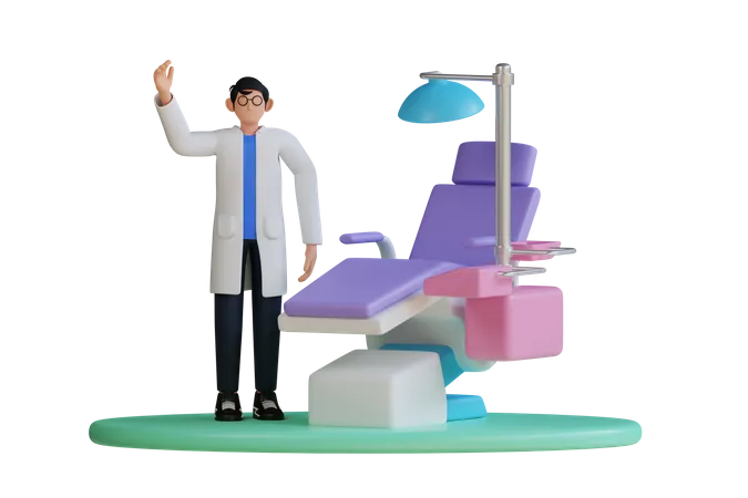 Dentist in clinic  3D Illustration