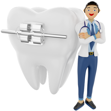 Dentist showing dental braces  3D Icon