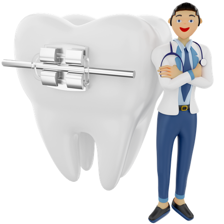 Dentist showing dental braces  3D Illustration