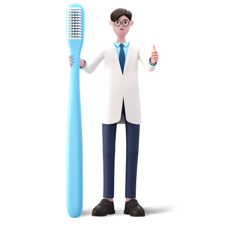 Dentist standing with brush  3D Illustration