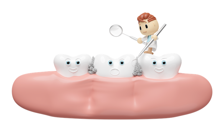 Dentist with tooth  3D Illustration