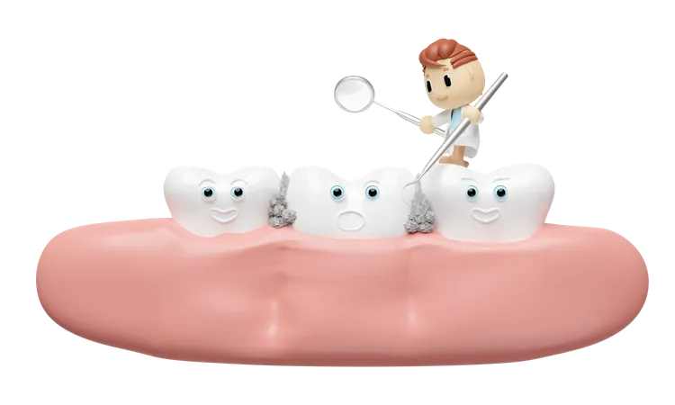 Dentist with tooth  3D Illustration