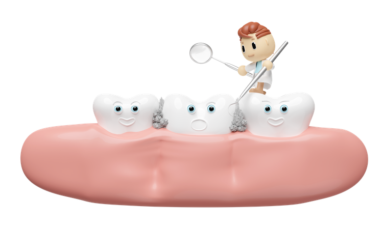 Dentist with tooth  3D Illustration