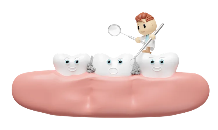 Dentiste avec dent  3D Illustration