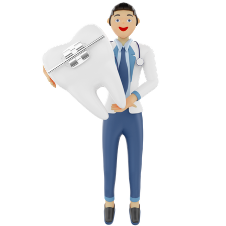 Dentiste montrant un appareil dentaire  3D Icon