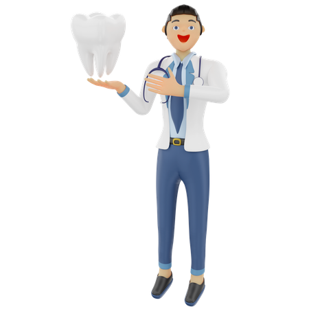Dentiste montrant une dent saine  3D Icon
