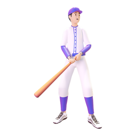 Hombre deportivo jugando béisbol  3D Illustration