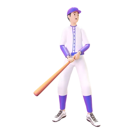 Hombre deportivo jugando béisbol  3D Illustration