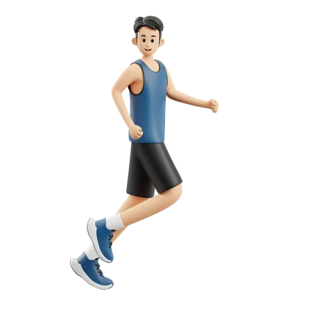 Deportista corriendo mientras mira hacia atrás  3D Illustration