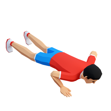 Deportista haciendo flexiones en ropa deportiva  3D Illustration