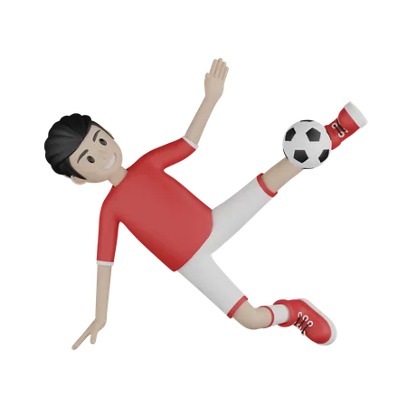 Persona deportista jugando al fútbol  3D Illustration