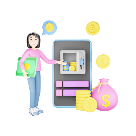Depositar dinero en línea  3D Icon