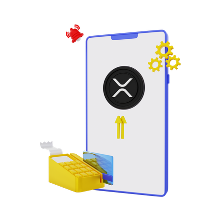 Depositing XRP crypto coins  3D Illustration