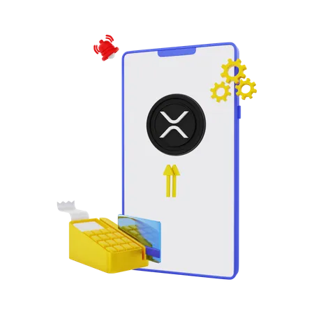 Depositing XRP crypto coins  3D Illustration