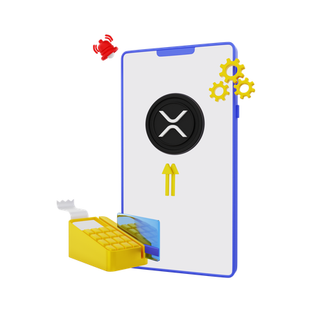 Depositing XRP crypto coins 3D Illustration