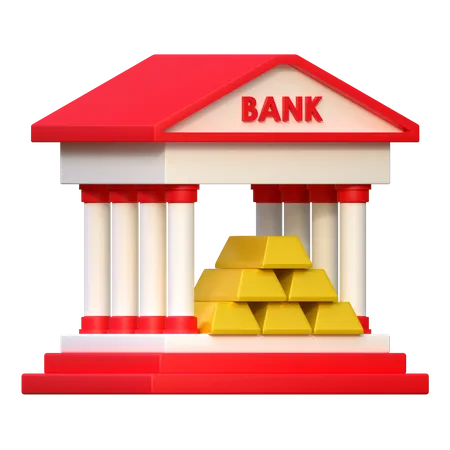 Saving Gold Bar In Bank Account Finance Icon 3 D Illustration 3D Icon