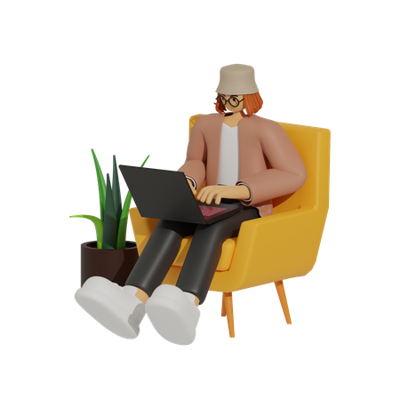 Der Komfort des Arbeitens vom Sofa aus  3D Icon