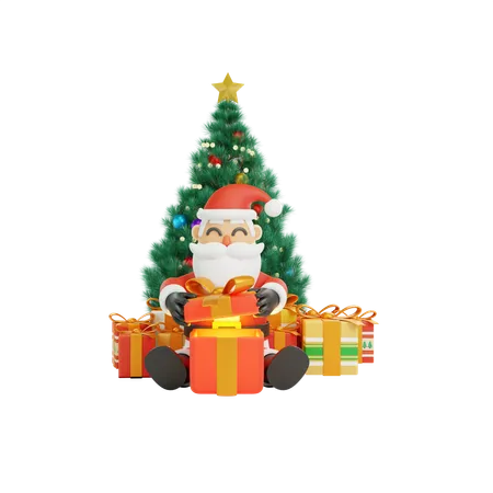 3 D Illustration Weihnachtsmann Mit Frohen Weihnachten Und Einem Glucklichen Neuen Jahr 3D Illustration