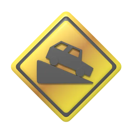 Downhill Road Sign 3D Icon