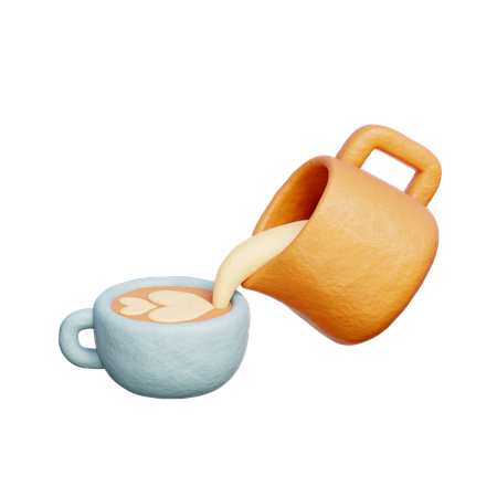 Derramando arte com café com leite  3D Icon