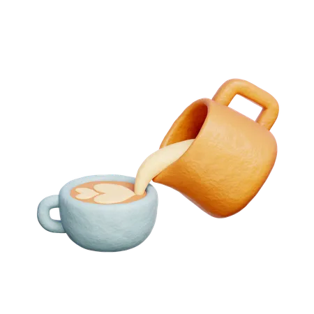 Derramando arte com café com leite  3D Icon