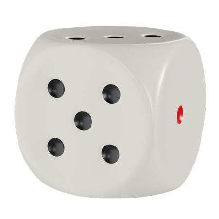 Dé cube blanc arrondi cinq  3D Icon