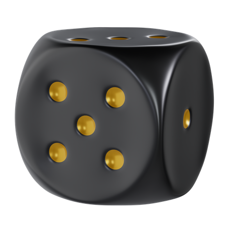 Dé cube noir arrondi cinq  3D Icon