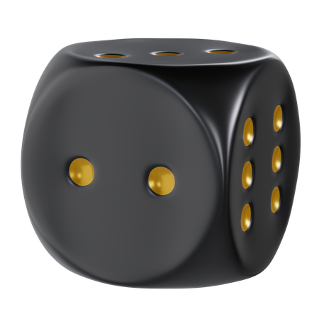 Dés cube noir arrondi deux  3D Icon