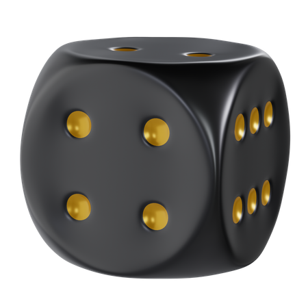 Dé cube noir arrondi quatre  3D Icon