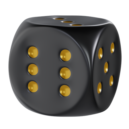 Dé cube noir arrondi six  3D Icon