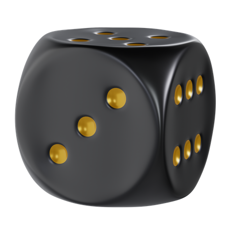 Dé cube noir arrondi trois  3D Icon
