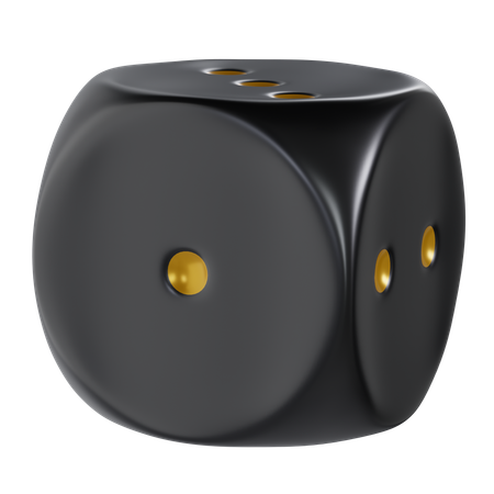 Dé cube noir arrondi un  3D Icon