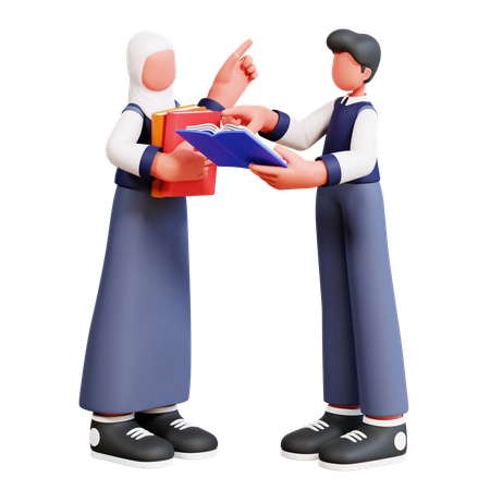 Des étudiants et des étudiantes discutent de livres  3D Icon