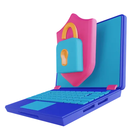Desbloqueio de segurança do laptop  3D Illustration