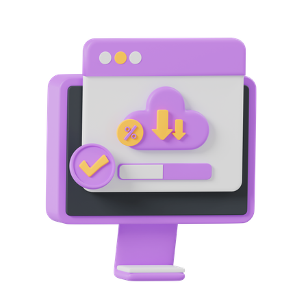 Descarga en la nube  3D Icon