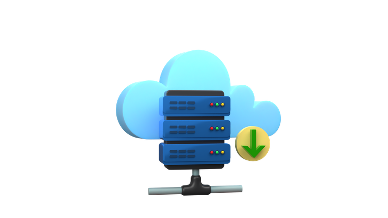 Descargar datos del servidor en la nube  3D Illustration