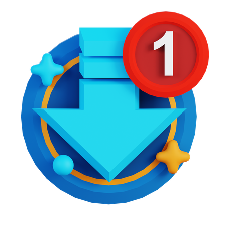 Descargar notificación  3D Icon