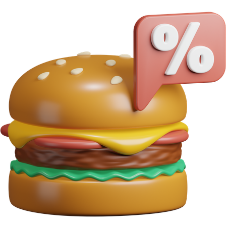 Desconto em comida  3D Icon